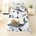 thumbnail image 3 of Feelyou Whale Shark Sea Animal Twin Sheet Sets for Kids Boys Girls, Ocean Coral Wildlife Bedding, Grey White, 3pcs, 3 of 5