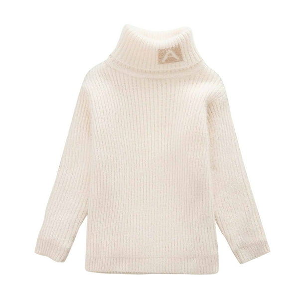 Sueter De Cuello Alto Para Ninos Otono Invierno Ninos Sueter De Cuello Alto Sueter Grueso De Felpa Blanco Odeerbi LM103 6462 Walmart en linea