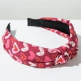 thumbnail image 4 of Minjewel Valentine's Day Heart Printed Fabric Knot Headband for Women, Sweet & Versatile Party Hair Accessory, Daily Wear for Holidays & Celebrations,E, 4 of 5