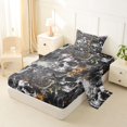 thumbnail image 2 of Homewish Hipple Halloween Skull Twin Sheets,Vintage Rose Floral Bedding,Gray Orange,3 Pieces,1 Fitted Sheet and 1 Pillowcase, 2 of 6