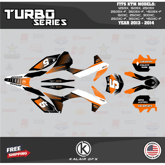 Kalair GFX Graphics Kit for Ktm MOTOCROSS 2-STROKE 125SX,150SX AND 250SX (2013-2014) Turbo Series