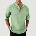 thumbnail image 2 of Adult Short Sleeve Collar Neck T-Shirt Casual Button-down Shirt Short-sleeved Textured Shirt Summer Outerwear Vacation Beach Shirt (Size:S-3XL), 2 of 5
