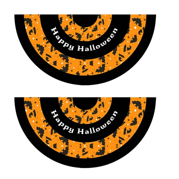 Halloween Bunting Fan Flag 2pcs Happy Halloween Bunting Flag Ghost Pumpkin Half Fan Banner for Holiday Indoor Outdoor Yard Decorations, 35.4inch