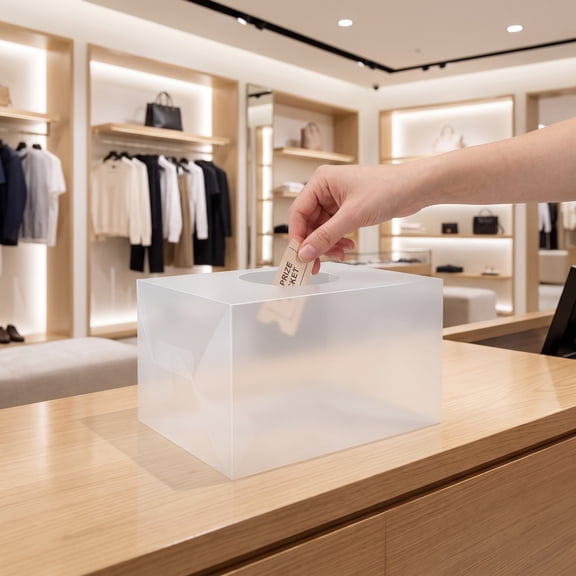 CATIEBYE White PP Multi-Function Raffle Box with Slot for Meetings, Donations, Ballots, Tickets, Events and Secure Storage
