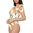 thumbnail image 2 of Haiem Peaches Women's Crew Neck Short Sleeve Bodysuit Tops Stretchy Slim Basic-Large, 2 of 8