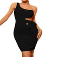 thumbnail image 1 of Women‘s Summer One Shoulder Cutout Sleeveless Bodycon Mini Short Dress, 1 of 7