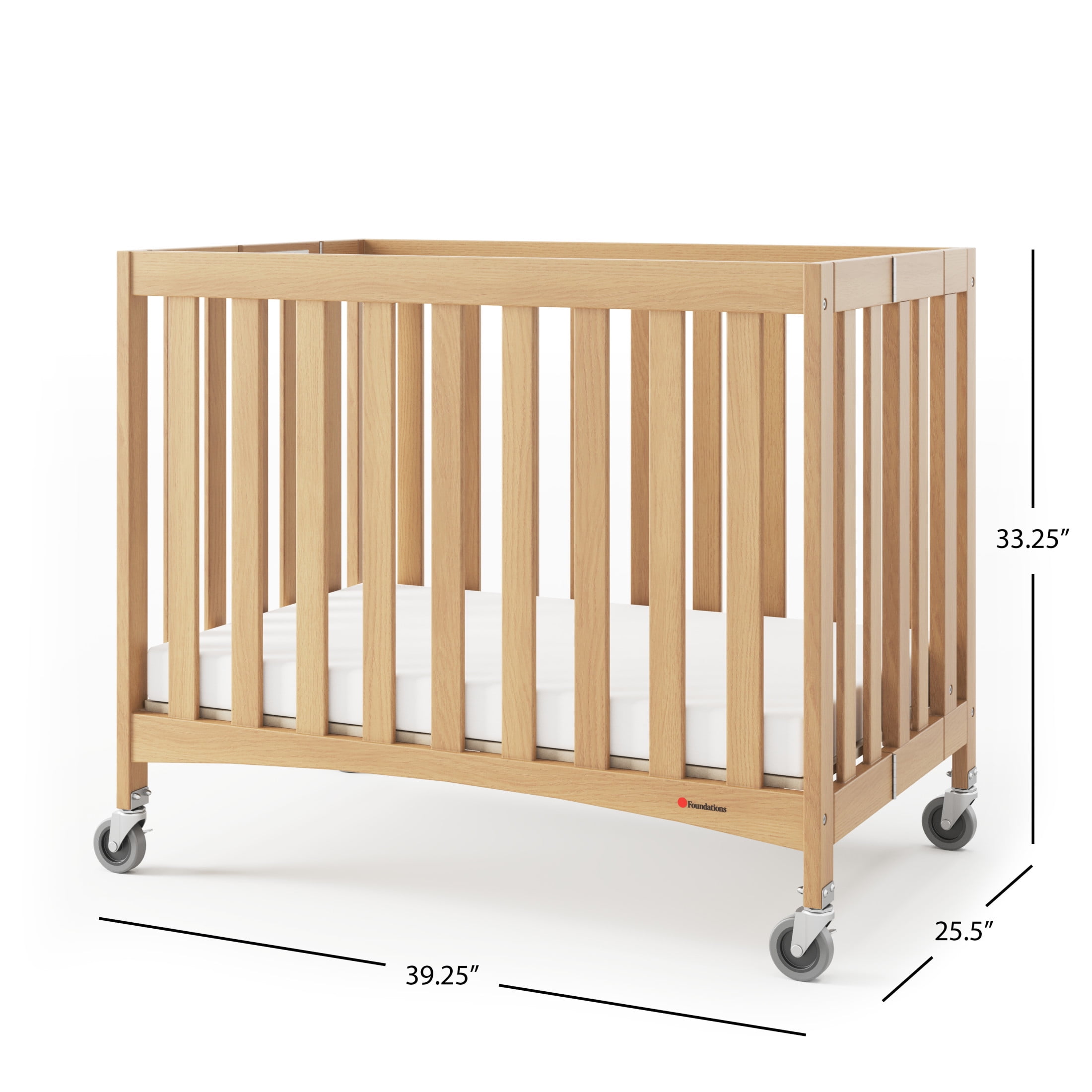 Foundations Travel Sleeper Wood Compact Folding Crib 3 Pack for Hotels, Natural