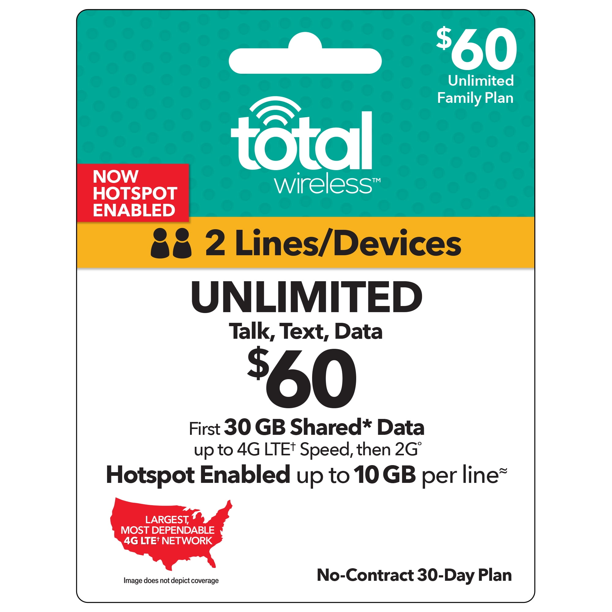 Total Wireless 60 Unlimited Family Plan E Pin Top Up Email