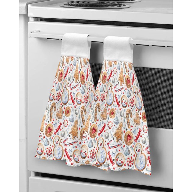 Paño de limpieza de microfibra de secado rápido para hombre de jengibre navideño, toalla suave para colgar las manos de la cocina
