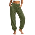 thumbnail image 2 of Resicozy Womens Joggers with Pockets Drawstring Elastic Waist Athletic Lounge Pants Casual Fashion Solid Color Trousers Army Green M, 2 of 5