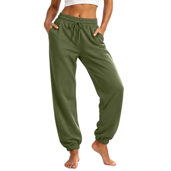 Sewkxo Women's Sweatpants Casual Drawstring Sweat Pants Workout Athletic Joggers with Pockets,Army Green L