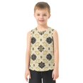 thumbnail image 2 of Repeating Black Flowers Gold Pattern Vest Undershirt Tank Top Sleeveless Quick Dry 4T, 2 of 7