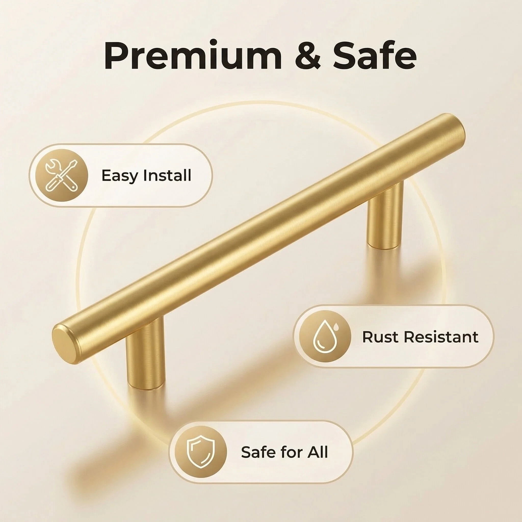 Fitviso 10 Pack 3" Inch(76mm) Hole Center Drawer Pulls，Brushed Brass Cabinet Pulls Stainless Steel Drawer Handles for Dresser Drawers