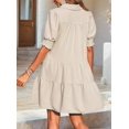 thumbnail image 2 of Women'S Pleated Mid Sleeve Dress Creamy White M, 2 of 5