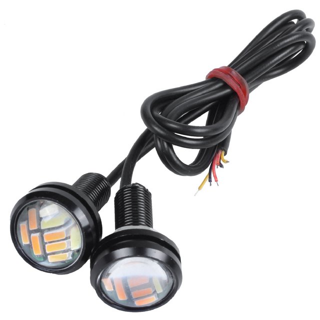 2 Pcs 12V 23Mm Dual Color Switchback 4014 12 Led Drl Eagle Eye Daytime Light,2 * Dual Color Eagle Eye light,White light & yellow light