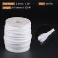 thumbnail image 2 of Uxcell 50 PLY 200 Ft Long 3mm Flat Wide Cotton Braided Candle Wick, 2 of 5