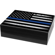 Quality Importers Blue Line Flag Police 15-20 Cigar Traveler Humidor - 1084