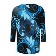 thumbnail image 6 of 3/4 Length Sleeve Womens Tops Floral Print Crewneck Loose Fit Dressy Casual Shirts Spring Summer Blouse Going out Top, 6 of 6