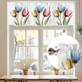thumbnail image 7 of Red Yellow Blue Tulips Valances for Windows, 42 x 12in, Transparent Floral Botanical Flower Rod Pocket Kitchen Valance Curtain Light Filtering Window Treatments for Living Room Bedroom, 1 Panel, 7 of 7