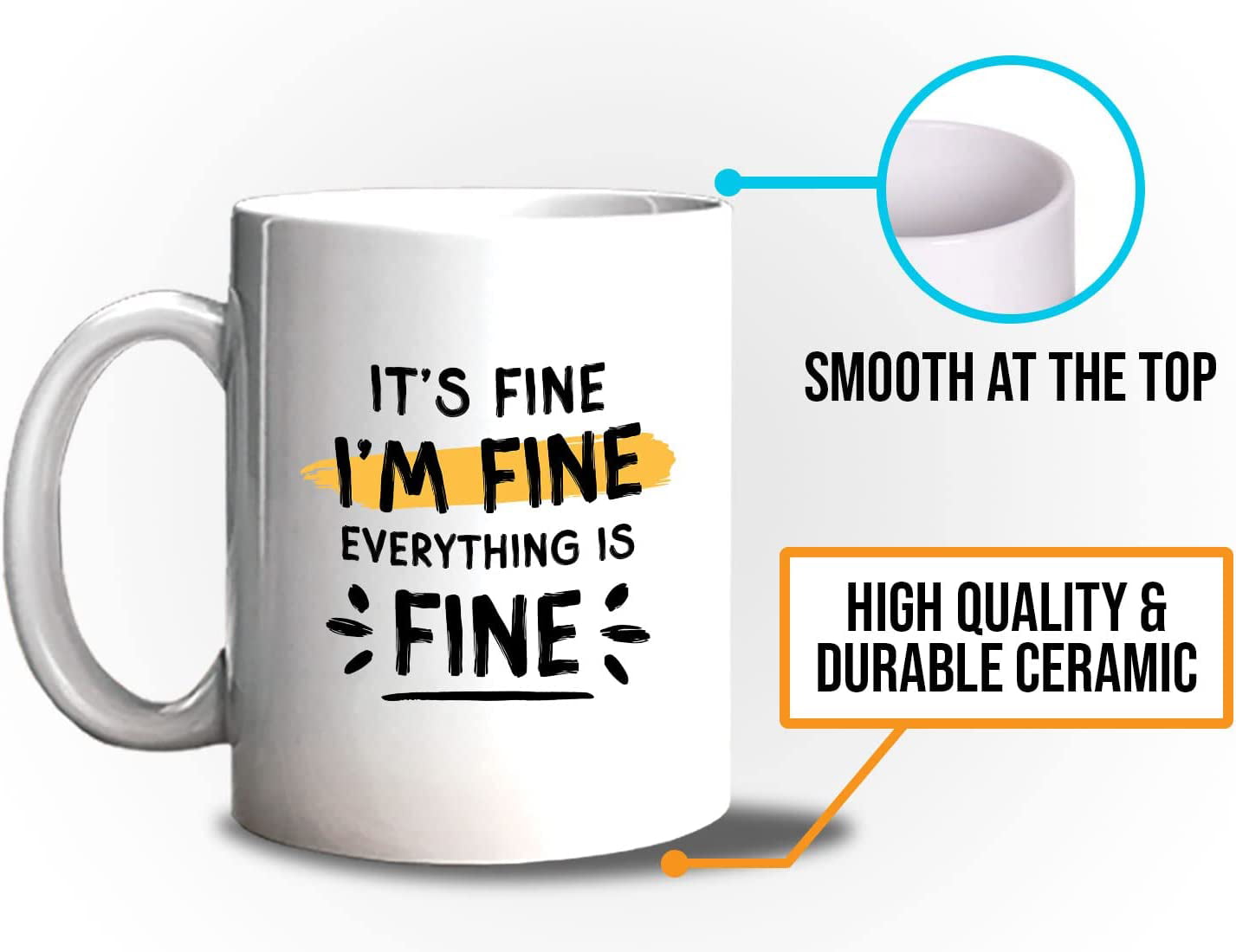 This Is Fine Mugfuny Mug Travel Coffee Mug For Men Women 11 Ounce Ceramic  Tea Cu