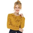 thumbnail image 1 of Unique Bargains Women's Ruffle Neck Long Sleeve Polka Dots Blouse Shirt, 1 of 6