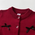 thumbnail image 4 of CYRBOKO Cardigans for Toddler Girls, Thermal Long Sleeve Crew Neck Cotton Fall Sweaters Wine Size 10-12 T, 4 of 6
