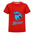 thumbnail image 1 of Playera MrBeast Algodón Niño Niña Moda Verano Estilo Juvenil Estampado Pantera Azul Ropa Fans Regalo Original Casual Infantil, 1 of 4