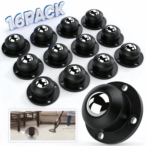 Asunby 16 Pcs Self Adhesive Caster Wheels, 360° Swivel Adhesive Mini Casters, No Drill Stick on Wheels for Storage Box, Furniture, Small Appliances