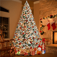 thumbnail image 6 of Yaheetech 9Ft Pre-lit Flocked Artificial Christmas Tree with Foldable Stand and Warm Lights, Green, 6 of 7