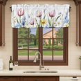 thumbnail image 6 of Spring Floral Curtain Valances for Windows, Kitchen Valance Window Treatments Panel 2 Pack, Pastoral Colorful Summer Botanical Tulip Rod Pocket Short Curtains for Bathroom Bedroom 42 x 12 Inch, 6 of 8