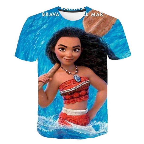 Camisetas de princesa negra para niña, camisetas de Disney, camiseta con estampado 3D para niños, camiseta de dibujos animados de moda de verano, Tops de cuello redondo 4T Gao Jinjia LED