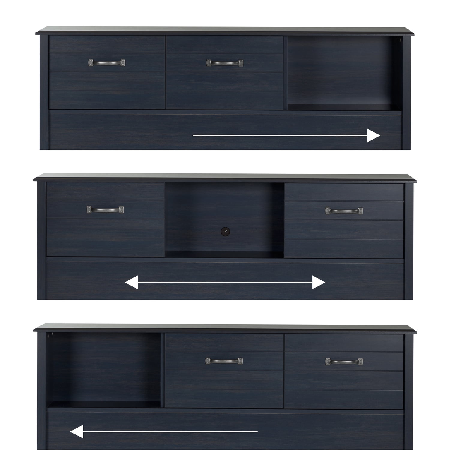 HomeStock Old World Charm Bookcase Headboard - With Sliding Doors, Blueberry Finish, Storage and Legs, 58.25" W x 9.5" H, Perfect for Functional Bedrooms