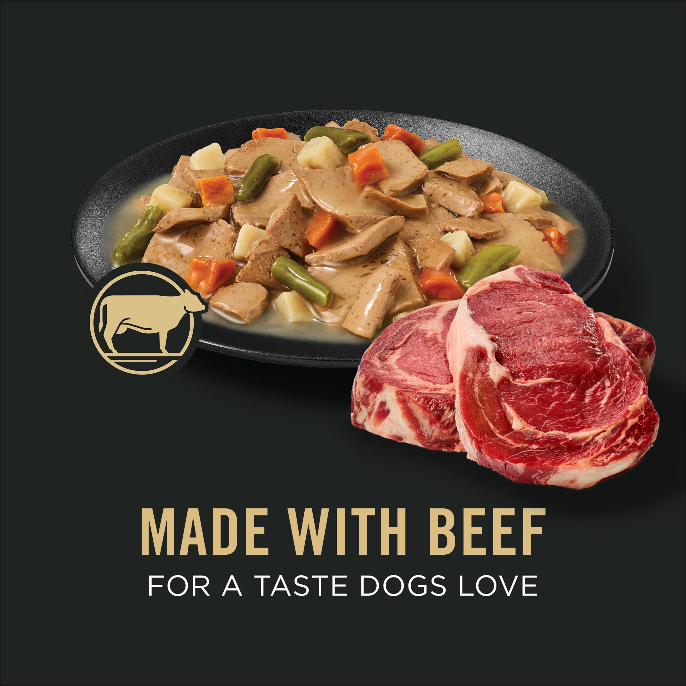 Purina Pro Plan Complete Essentials Slices Beef and Vegetables Entree in Wet Dog Food Gravy, 13 oz Can