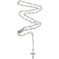 thumbnail image 1 of Rosario gótico largo de perlas blancas, collar de perlas vintage, crucifijo con colgante de medalla, joyería de oración católica, 1 of 5