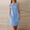 Blue, variant on Trendy SMihono Women's Half Button Down Linen Dress 3/4 Sleeve Casual Crewneck Midi Knee Length Dresses with Pockets Dark Gray L