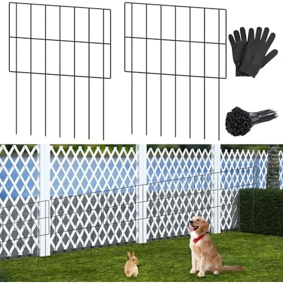 20 Panels Animal Barrier Fence, 13 in(H) x 17 in(L) No Dig Fence for Rabbits and Dogs, Rustproof Metal Wire Garden Fence Border with Ground Stakes for Yard,  & Landscaping$$Garden &
