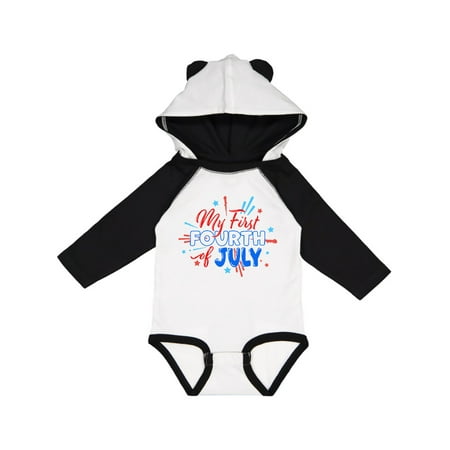

Inktastic My First Fourth of July- red white and blue fireworks Gift Baby Boy or Baby Girl Long Sleeve Bodysuit