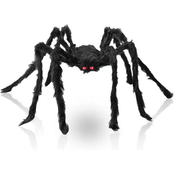 Halloween Decorations Big Spider 4.9 Ft Black Soft Hairy Scary Spider Fake Large Pops for Halloween Outdoor Yard Party