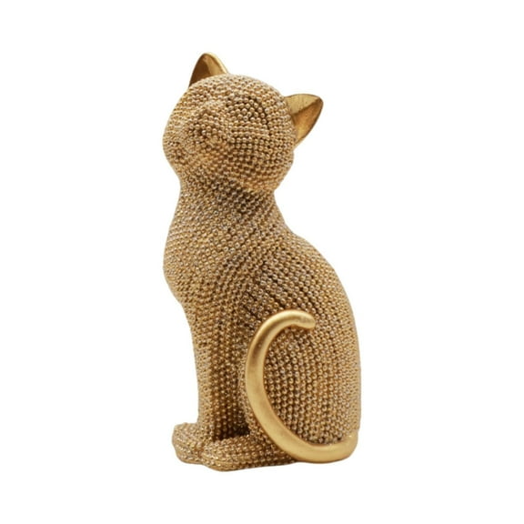 yotijay Cat Statue Animal Sculpture Art Crafts Collection Resin Modern Tabletop Ornament Gold