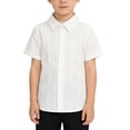 thumbnail image 3 of YunPes Boys' Casual Striped Button down Short Sleeve School 𝐔niform Shirts for Toddler Kids Summer Tops Birthday Wedding Outfits, 3 of 5