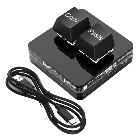 Portable 2 Key Macro Keypad Single Handed Mechanical Keyboard USB C Backlits