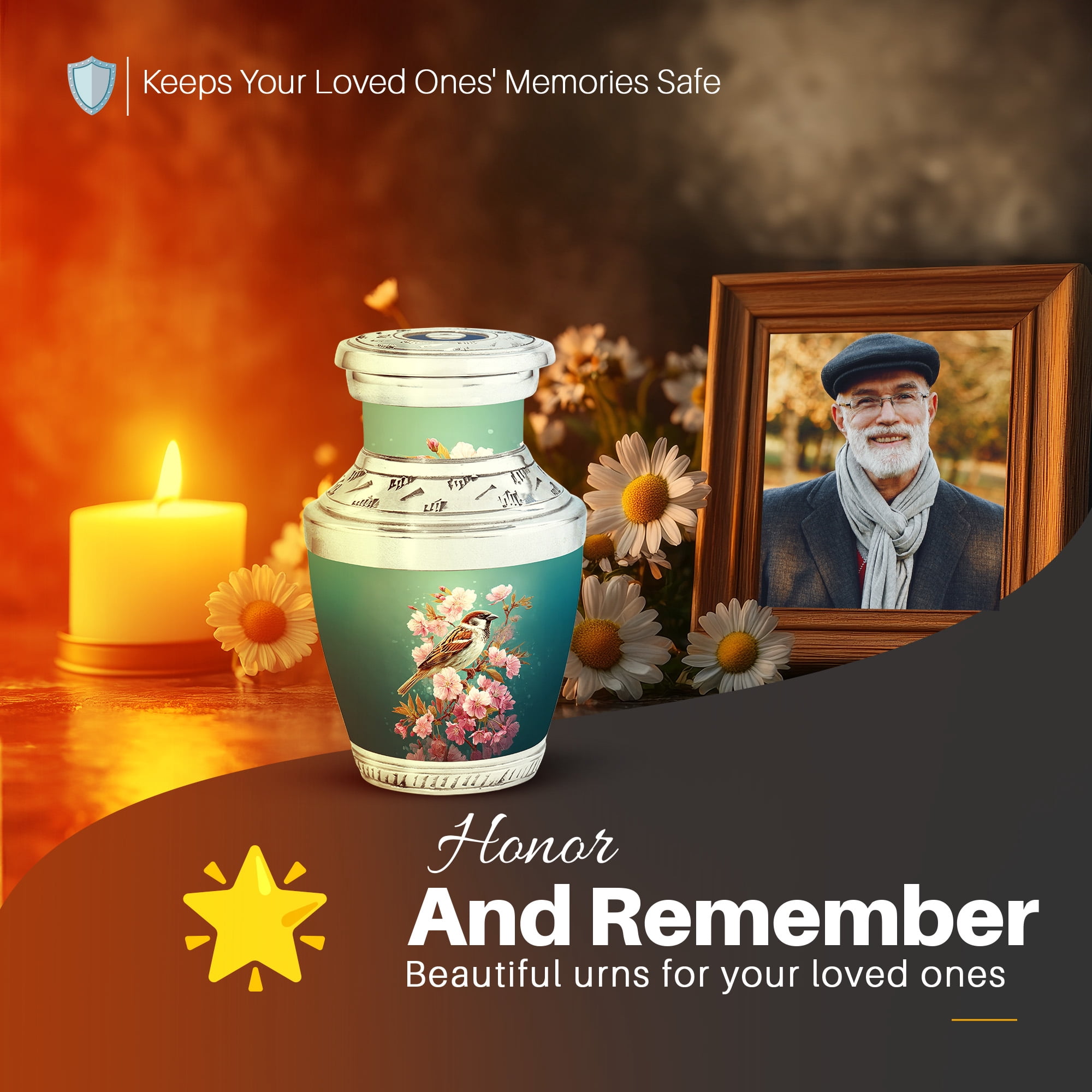 Yatskia Sparrow Small Urns for Human Ashes Keepsake, Little Funeral Burial Urn for Ashes Adult Male, Mini Memorial Urn for Adult Ash, (Tasty Pack of 1, 3 Inch)