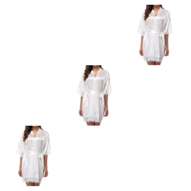Qarigey Camisón de encaje de manga corta para mujer, lencería Sexy, camisón de luna de miel, ropa de dormir, vestido largo, ropa interior S Type1 NO1
