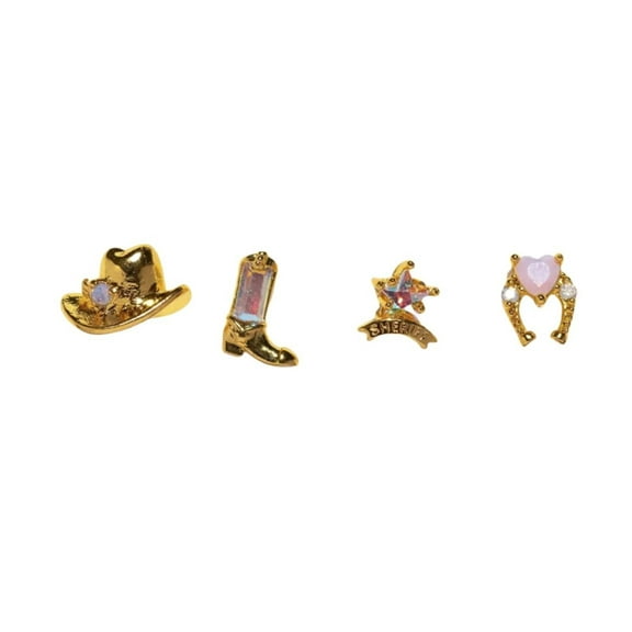Western Cowboy Multi-pack Earrings - 4 Piece Set in Silver and Gold