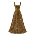 thumbnail image 1 of Vestido de fiesta Miao Duo talla grande 2025 con lentejuelas en A, marrón, 1 of 7