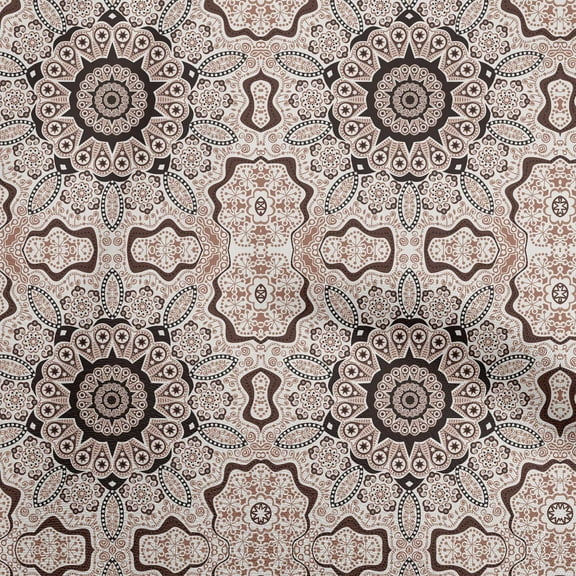 oneOone Polyester Spandex Brown Fabric Moroccan Mosaic Sewing Fabric By The Yard Printed Diy Clothing Sewing Supplies 56 Inch Wide