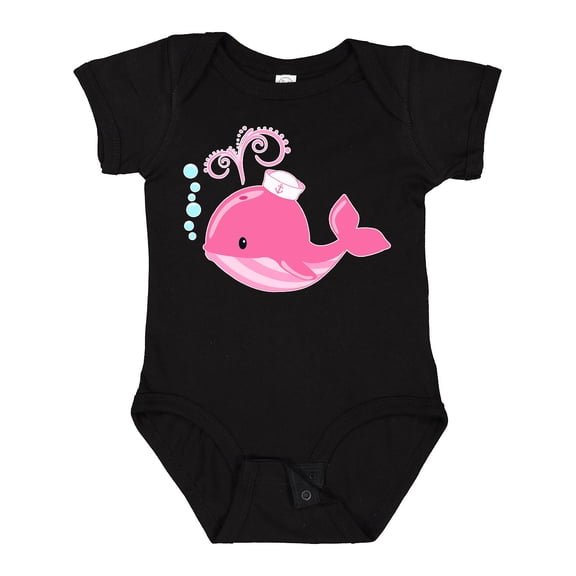 Inktastic Cute Pink Whale in Nautical Hat Boys or Girls Baby Bodysuit