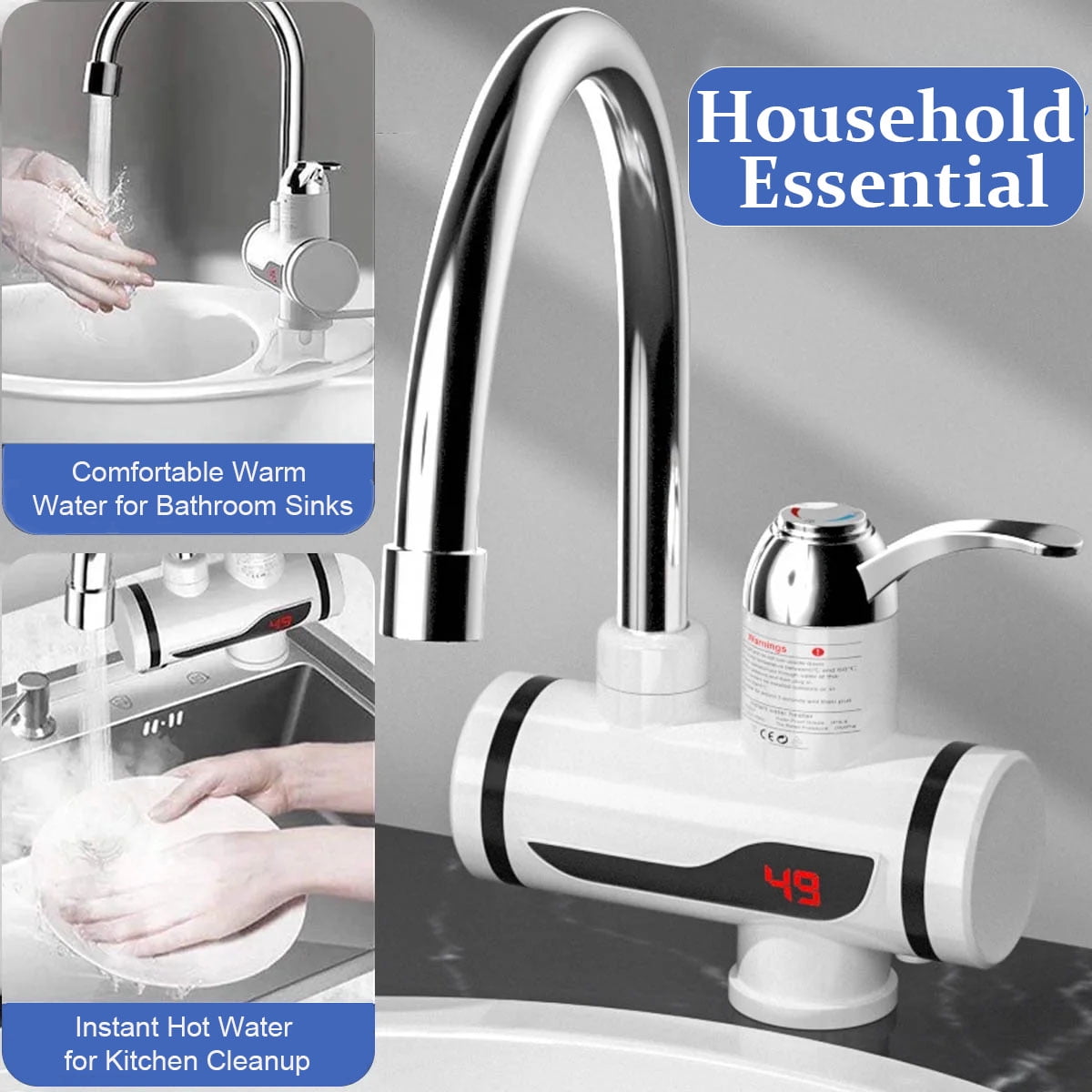 110V Electric Instant Tankless Water Heater - Fast Heating Faucet for Kitchen and Bathroom,Bottom Inflow Model with Integrated Shower Set