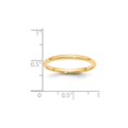 thumbnail image 2 of 14k Yellow Gold Solid Polished 2mm Ltw Comfort-Fit Band Size 8 Ring Ring for Women and Men, 2 of 2