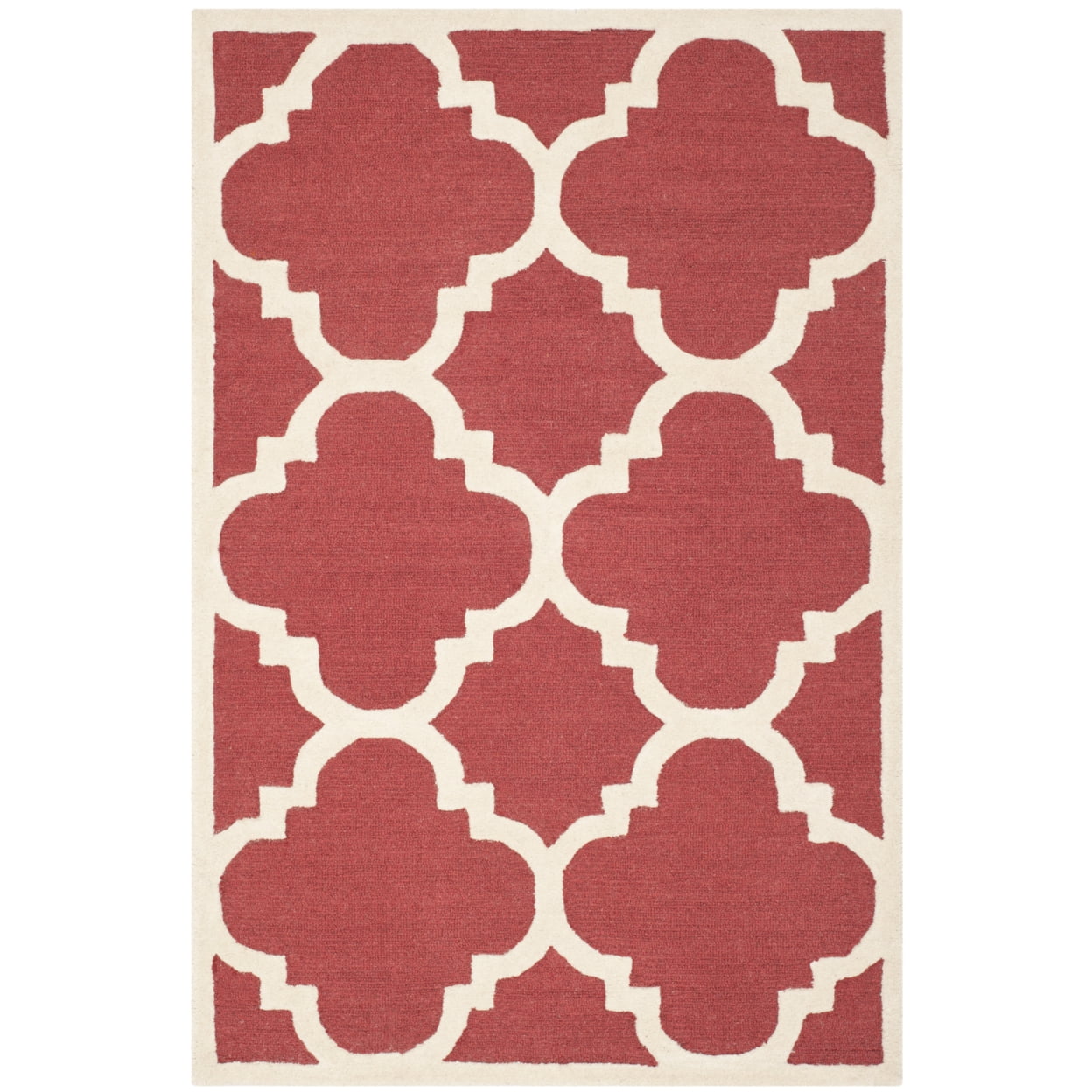 SAFAVIEH Cambridge Justine Geometric Quatrefoil Wool Area Rug, Rust/Ivory, 6' x 6' Round